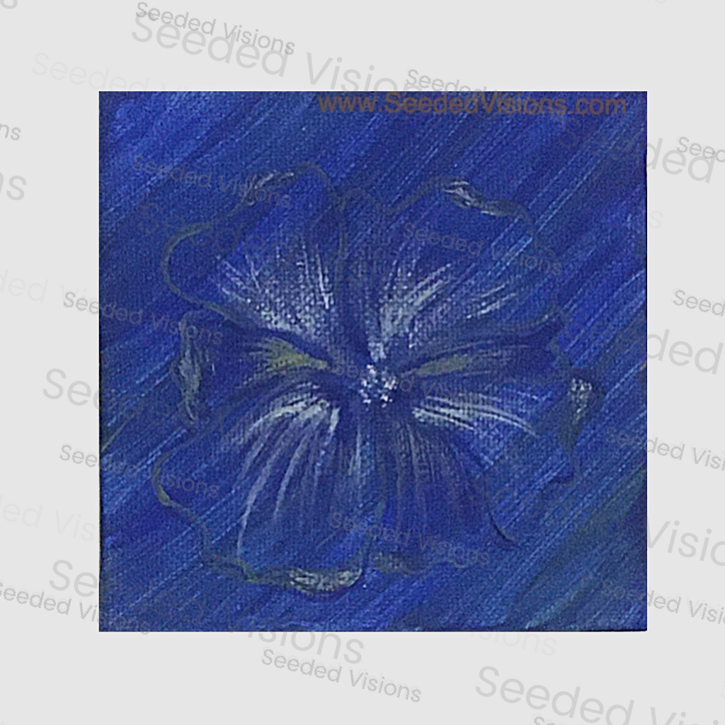 Flower in Blue - 4"x4" canvas panel